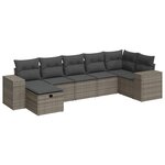 vidaXL Salon de jardin avec coussins 7 Pièces gris résine tressée