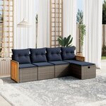 vidaXL Salon de jardin 5 Pièces avec coussins gris résine tressée