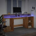 vidaXL Bureau avec lumières LED chêne artisanal bois d'ingénierie