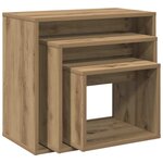 vidaXL Tables gigognes 3 Pièces chêne artisanal bois d'ingénierie
