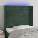 vidaXL Tête de lit à LED Vert foncé 93x16x118/128 cm Velours