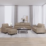 vidaXL Ensemble de canapés 4 Pièces avec coussins Cappuccino Similicuir