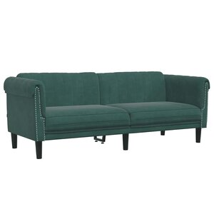 vidaXL Canapé à 3 places vert foncé velours