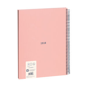Cahier à spirale  papier ligné  80 feuilles A4  série 1918  rose