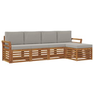 vidaXL Ensemble de canapés d'extérieur 5 Pièces Gris Naturel et Clair