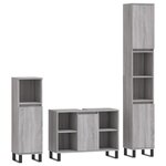 vidaXL Ensemble de meubles de salle de bain 3 Pièces Sonoma gris