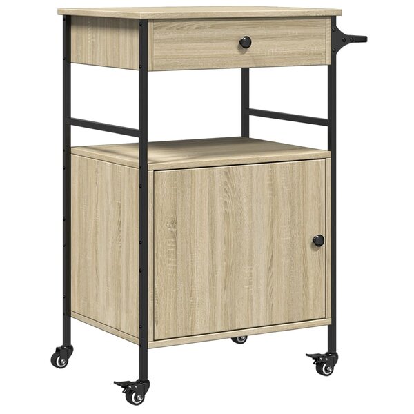 vidaXL Chariot de cuisine chêne sonoma 56x43x89 5 cm bois d'ingénierie