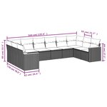 vidaXL Salon de jardin 10 Pièces avec coussins noir résine tressée