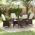 vidaXL Ensemble de Salle à Manger de Jardin 5 Pièces avec Coussins Marron Rattan Poly