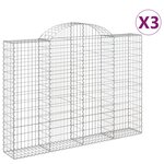 vidaXL Paniers à gabions arqués 3 Pièces 200x30x140/160 cm Fer galvanisé