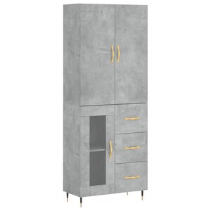 vidaXL Buffet haut Gris béton 69 5x34x180 cm Bois d'ingénierie