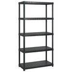 vidaXL Étagère de rangement à 5 niveaux Noir 183x45 7x185 cm Plastique