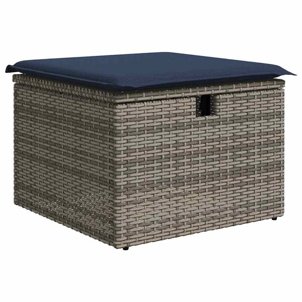 vidaXL Tabouret de jardin avec coussin gris 55x55x37 cm résine tressée