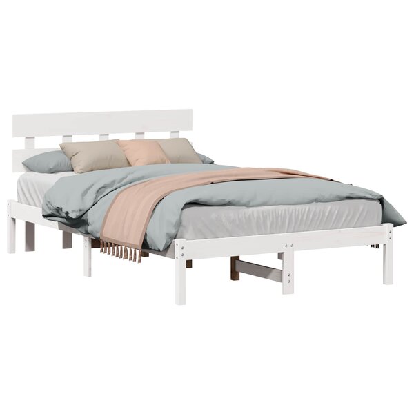 vidaXL Cadre de lit Blanc 120 x 200 cm Bois de pin massif