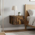 vidaXL Cabinet de chevet mural 2 pièces Chêne fumé 33 x 34 5 x 20 cm