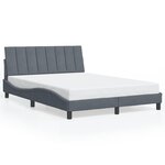vidaXL Cadre de lit avec lumières LED gris foncé 140x190 cm velours