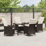 vidaXL Ensemble de Salle à Manger de Jardin 5 Pièces avec Coussins Marron Rattan Poly