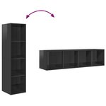 vidaXL Meuble TV mural Gris brillant 37x37x142 5 cm Bois d’ingénierie