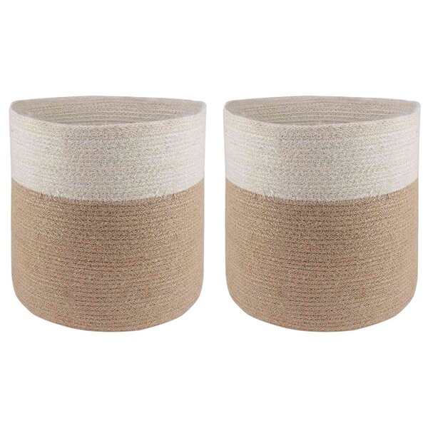 vidaXL Ensemble de Pots à Plantes 2 Pièces Naturel et Blanc Ø 28 x 28 cm