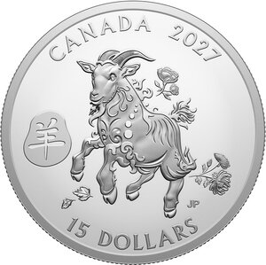 Monnaie LUNAR YEAR OF THE GOAT Argent 15$ Canada 2027 (PRÉCOMMANDE)