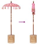 vidaXL Parasol avec Base Rose et Marron 250 cm Coton et bois