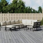 vidaXL Salon de jardin 11 Pièces avec coussins sable acier