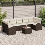 vidaXL Ensemble de canapés de jardin 8 pièces avec coussins Marron Rattan synthétique