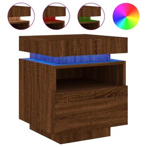 vidaXL Armoire de chevet avec lumières LED chêne marron 40x39x48 5 cm
