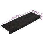 vidaXL Tapis de marches d'escalier 10 Pièces Noir 65x21x4 cm Aiguilleté