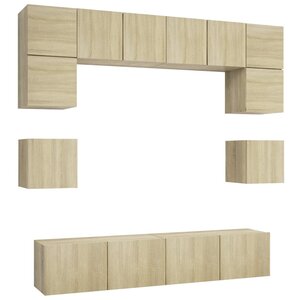 vidaXL Ensemble de meuble TV 8 Pièces Chêne sonoma Bois d'ingénierie