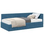 vidaXL Cadre de lit d'angle avec matelas 2 Pièces Bleu Velours