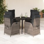 vidaXL Ensemble à manger de jardin 5 Pièces coussins gris résine tressée