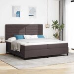 vidaXL Lit à ressorts avec matelas Marron foncé 200 x 200 cm tissu