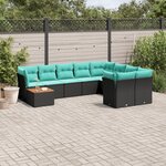 vidaXL Salon de jardin 10 Pièces avec coussins noir résine tressée