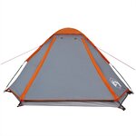 vidaXL Tente de camping à dôme 4 personnes gris et orange imperméable