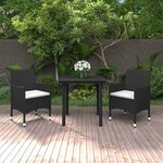 vidaXL Ensemble à manger de jardin coussins 3 Pièces Résine tressée Verre