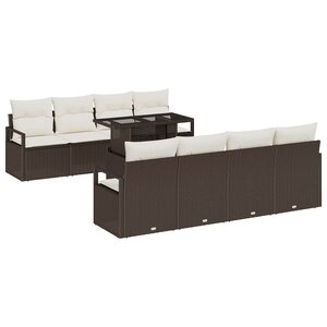 vidaXL Ensemble de canapé de jardin avec coussin 7 Pièces Marron et crème