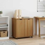 vidaXL Cabinet roulant avec roue Marron miel 100 x 39 x 65 5 cm
