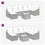 vidaXL Ensemble de Canapés avec coussin avec stockage Gris polyrotin