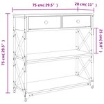 vidaXL Table console sonoma gris 75x28x75 cm bois d'ingénierie