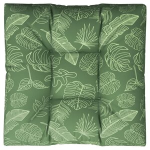 vidaXL Coussin de palette motif de feuilles 70x70x12 cm tissu