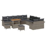 vidaXL Ensemble de canapé de jardin 13 Pièces Gris polyrotin