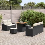 vidaXL Ensemble de canapé de jardin avec coussin 8 Pièces Noir et Crème