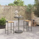 vidaXL Ensemble de bar jardin 3 Pièces gris poly rotin/bois massif acacia