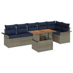 vidaXL Ensemble de canapé de jardin 7 Pièces gris et bleu marine