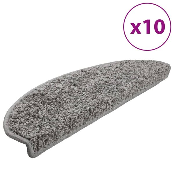 vidaXL Tapis d'escalier 10 Pièces 65x21x4 cm Gris