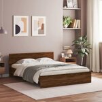 vidaXL Cadre de lit avec tête de lit et LED chêne marron 150x200 cm
