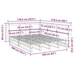 vidaXL Lit bibliothèque sans matelas blanc 160x200 cm bois pin massif