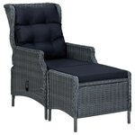 vidaXL Salon de jardin 3 Pièces avec coussins résine tressée gris foncé