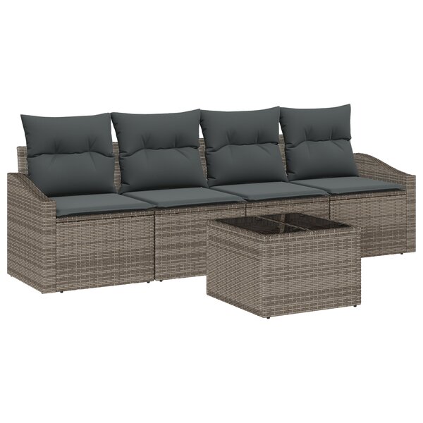 vidaXL Ensemble de 5 Pièces de Canapés de Jardin avec Coussins Gris Rotin Poly